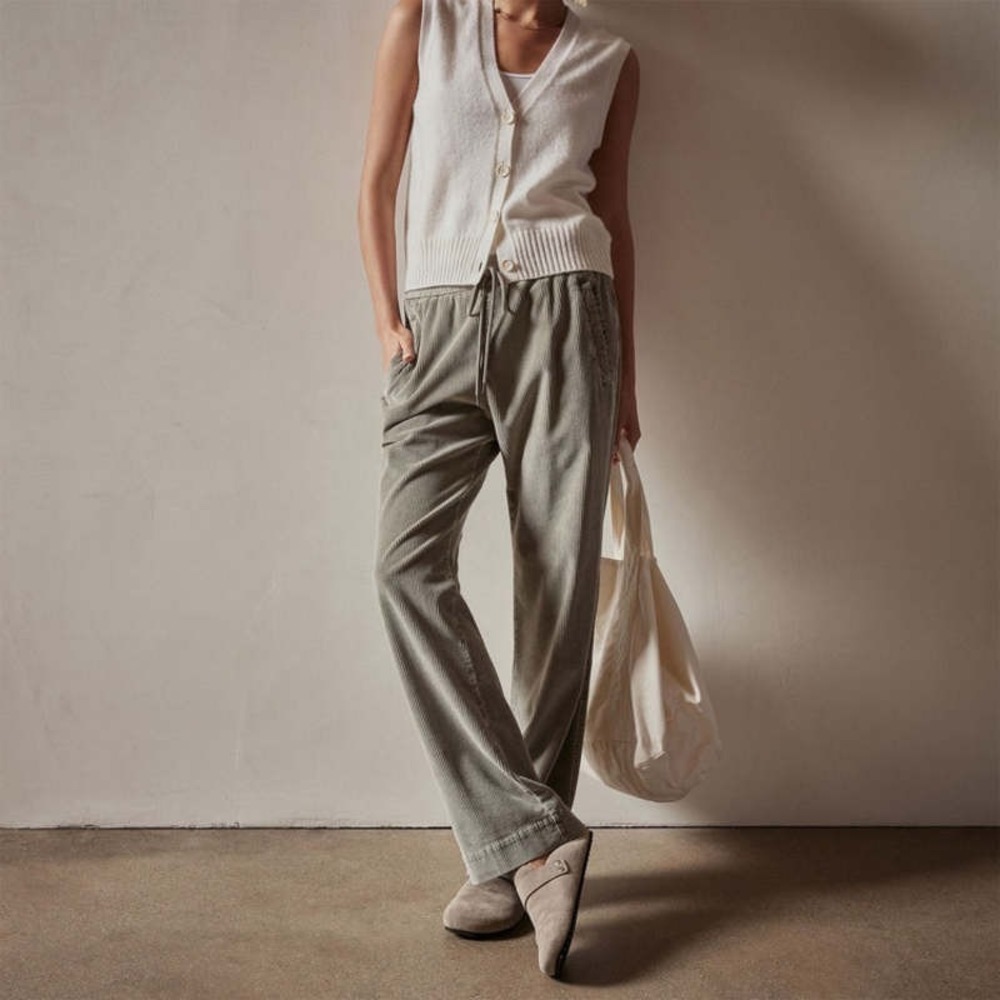James Perse Wide Wale Soft Corduroy Pants in Concrete Pigment Women 1 Small NWOT